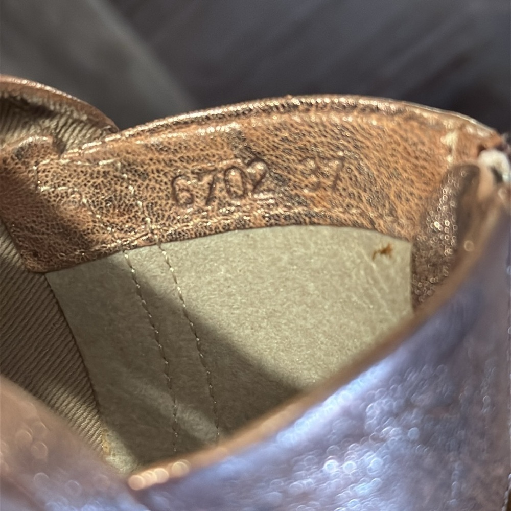 FREE PEOPLE Lost Valley Leather Ankle Boots Strappy in Gold/Bronze. Size 37 - Picture 7 of 7